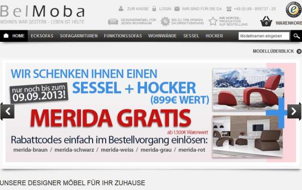 Relaunch des Belmoba.de Design Möbel Shop - Ledersofas ab Fabrik