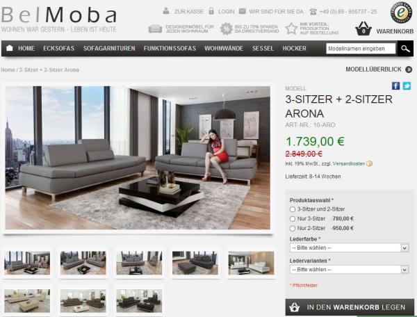 Belmoba.de der Ledersofa Online Shop führt neue Funktion ein