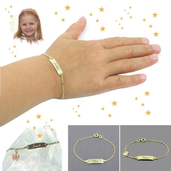 Wunderschöne Geschenkidee zu Weihnachten:  Namensarmband aus echtem Gold für kleine Prinzen und Prinzessinnnen