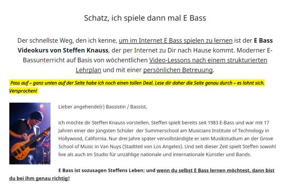 E-Bass-lernen.com verbessert das Angebot - 1 Monat GRATIS Unterricht für alle E-Bass Anfänger