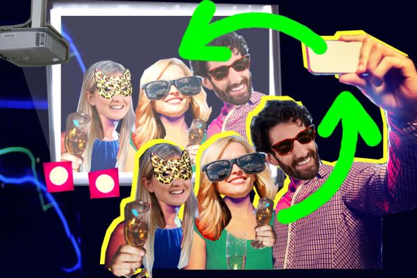 Silvester mit der Selfiewall - Partyfotos live vom Handy der Gäste auf den Beamer posten