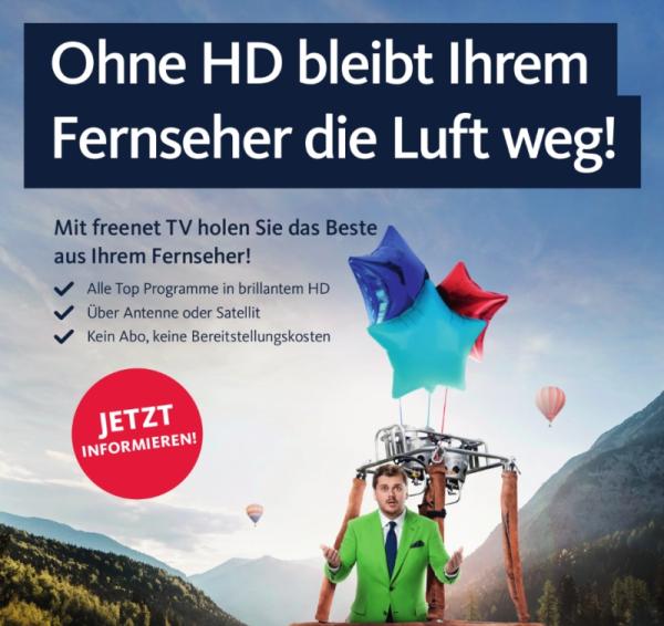 Neue TV-Kampagne: freenet TV fährt im neuen TV-Spot im Heißluftballon und im Formel 1 Boliden