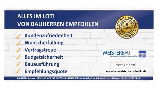 MEISTERBAU Teltow GmbH: Zuverlässiger Baupartner erreicht seit Jahren hohe Bauherren-Zufriedenheit