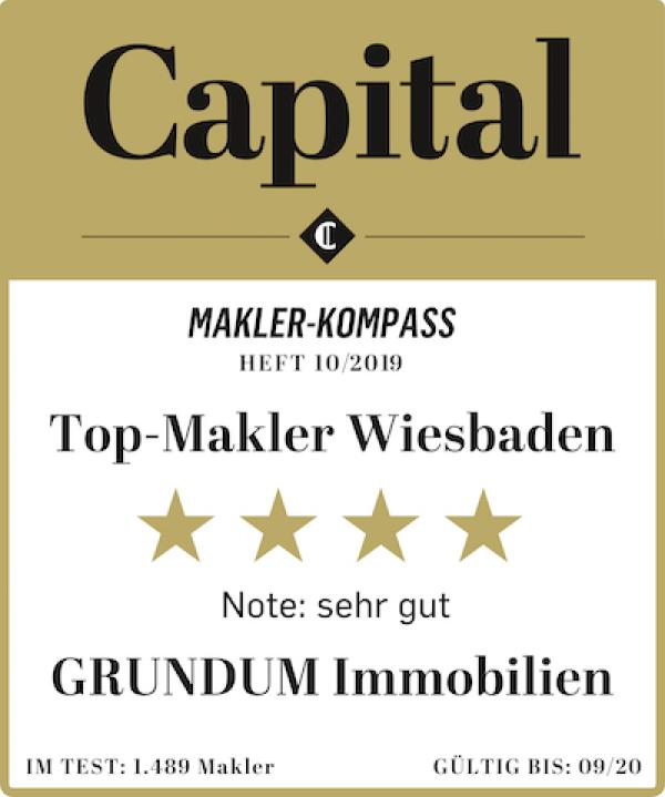 GRUNDUM Immobilien GmbH wurde als "Top Makler" vom Wirtschaftsmagazin Capital "Makler-Kompass" ausgezeichnet