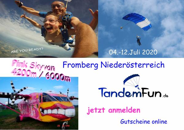 Fallschirmspringen in Fromberg bei Kirchberg am Walde in Niederösterreich Juli 2020