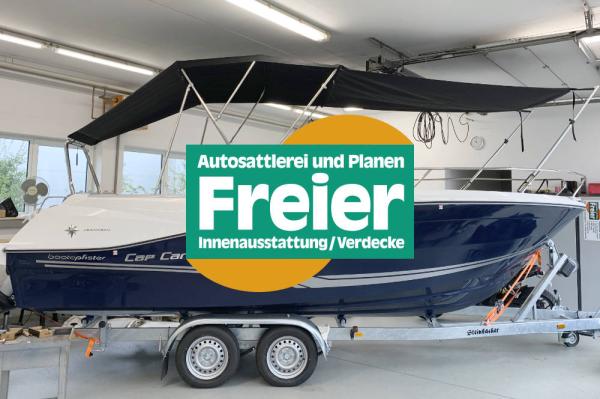 In den Marinas in Ostbayern kommt die Crew der Autosattlerei Freier für Aufmaß und Montage allezeit an Bord.