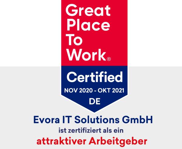 Evora für 2021 als "Great Place To Work" re-zertifiziert