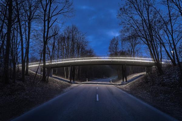 Brückenbeleuchtung mit LED-Handlauf . Mehr Licht für Fußgänger und Radfahrer