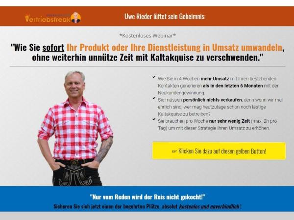 Webinar von Uwe Rieder, der bayerische Vertriebsfreak: "Sofort Umsatz ohne Kaltakquise!"