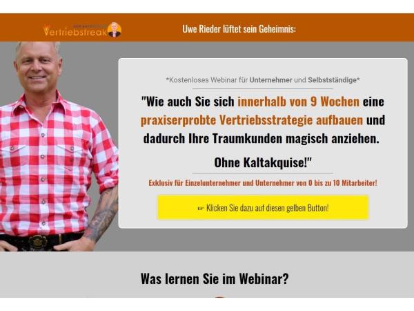 Webinar von Uwe Rieder, der bayerische Vertriebsfreak: "Vertriebsstrategie aufbauen und Traumkunden anziehen!"