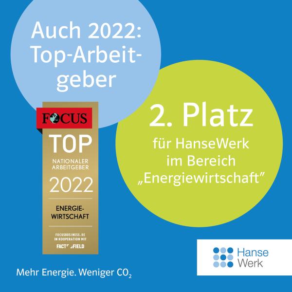 Beste Arbeitgeber Deutschlands: kununu zeichnet HanseWerk aus - Platz 2 in der Energiebranche 