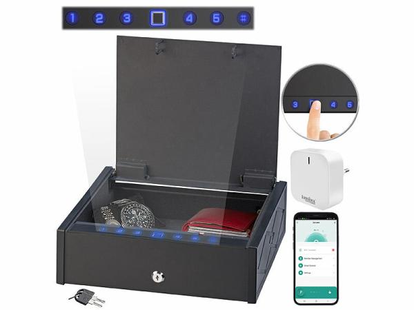 Xcase Smarter Tresor mit biometrischer Fingerabdruckerkennung, App und optionaler Gateway