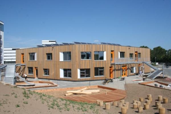 Lehner-Haus: Kindertagesstätte in Passivhausbauweise kurz vor Fertigstellung