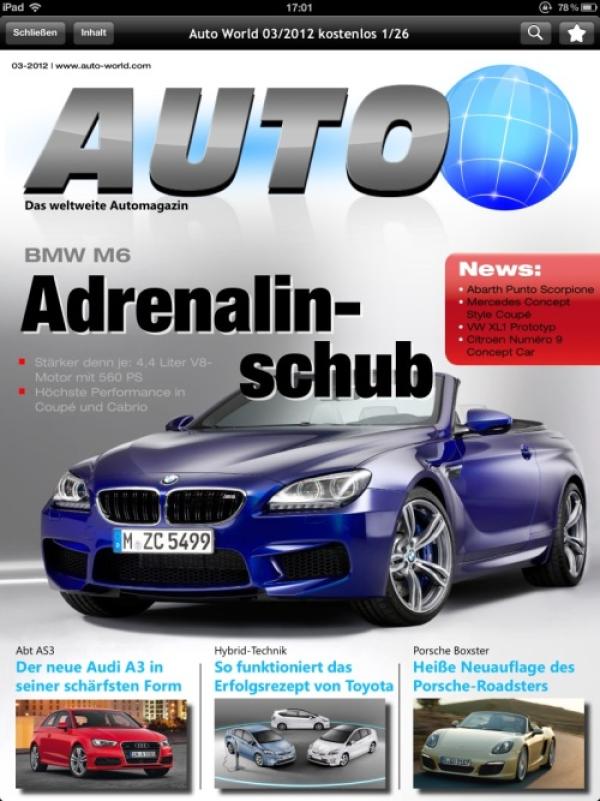 Auto World: Das kostenlose Auto Magazin für iPad und iPhone