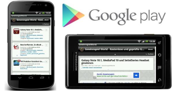 1. Gewinnspiele App für Android im PlayStore!