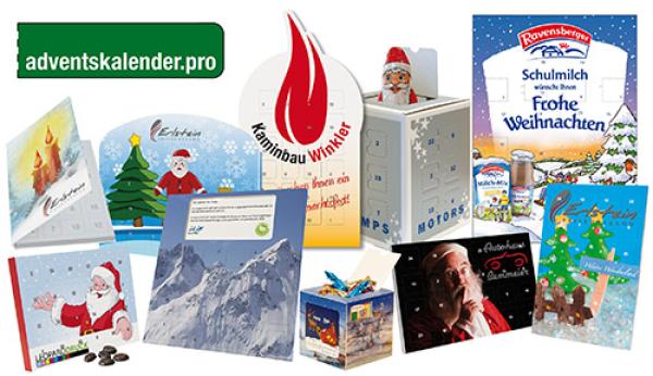 Die Adventskalender mit Schokolade und Werbung von adventskalender.pro