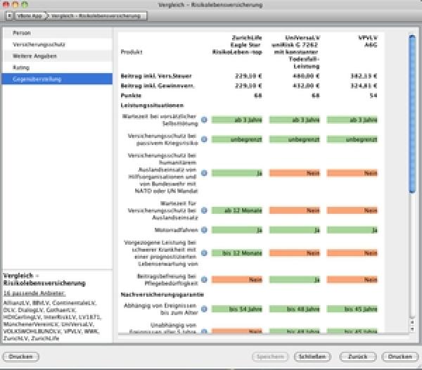 V-Bote-App - der kostenlose Vergleichsrechner für Risiko-Lebensversicherung und Berufsunfähigkeitsversicherung
