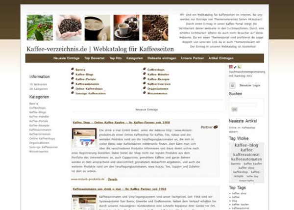 Kaffee-verzeichnis.de – Webkatalog für Kaffeeseiten