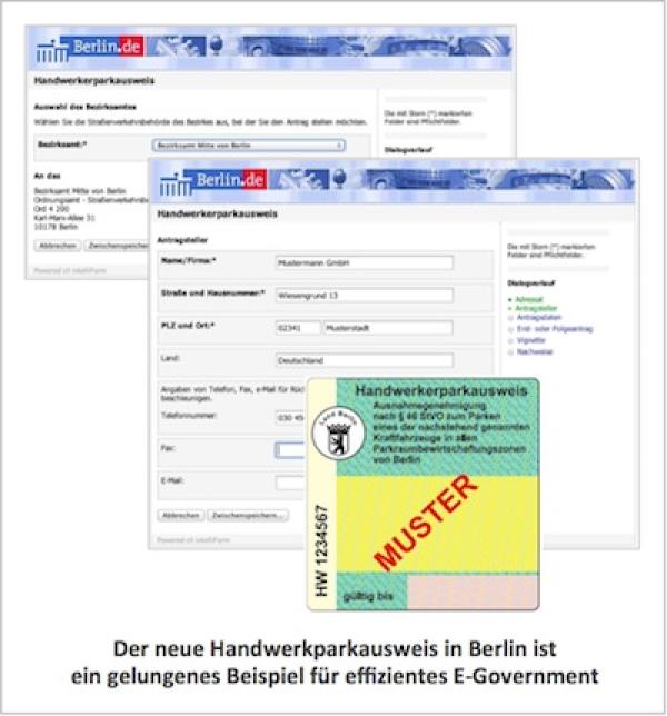 Berliner Handwerkerparkausweis demonstriert Wirtschaftlichkeit von Online-Anträgen