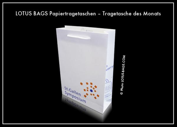 LOTUS BAGS Papiertragetaschen – Tragetasche des Monats "Universität St. Gallen"