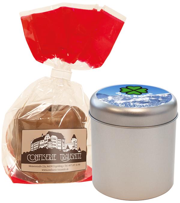 Weihnachtlicher Baumkuchen in der Werbedose - das Werbegeschenk für Advent, Nikolo und Weihnachten.