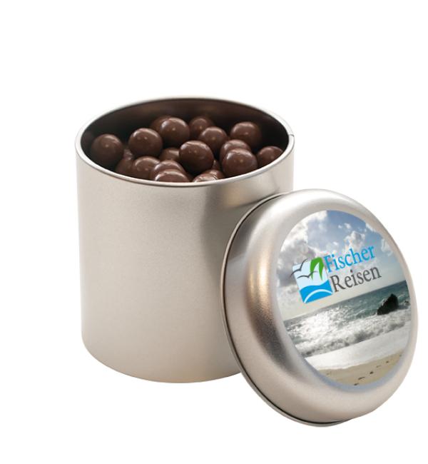 Ein kreatives Werbegeschenk - die Werbedose Minitin Knus kommt gut als Geschenkdose an.