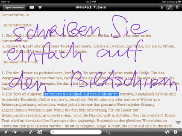 WritePad verwandelt iPads, iPods und iPhones in ein komplettes Schreibbüro! 