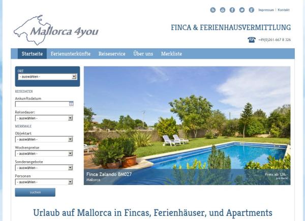 Großer Relaunch bei Mallorca-4you dem Anbieter von Fincas, Ferienhäusern und Apartments auf Mallorca
