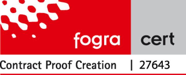 Proof GmbH: Fogra zertifiziert für farbverbindliche Contract Proofs nach ISO 12647-7.