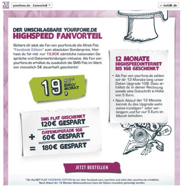 yourfone.de schnürt neues Angebot für Fans: „Facebook Edition“ ab sofort mit 1GB Upgrade for free