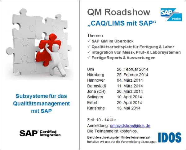 IDOS Roadshow: CAQ/LIMS mit SAP 