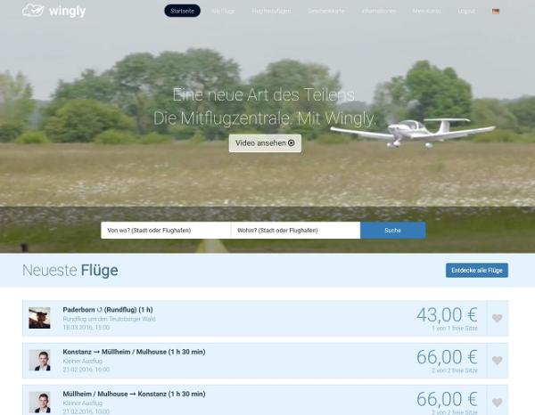 Eine Mitflugzentrale für Deutschland: Wingly hebt ab!