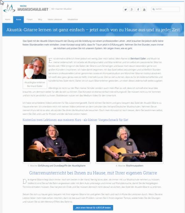 online Gitarrenkurs mit Bernhard Galler jetzt komplett fertig produziert