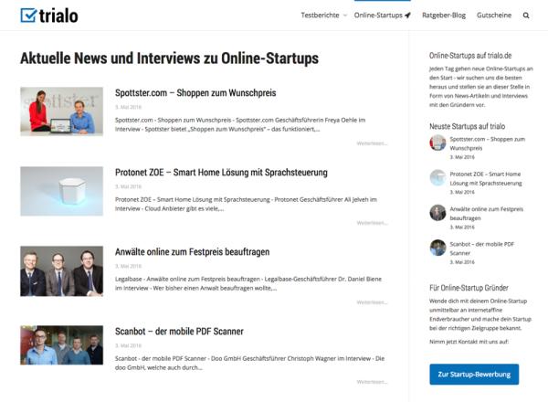 Online-Startup News und Interviews speziell für Endverbraucher