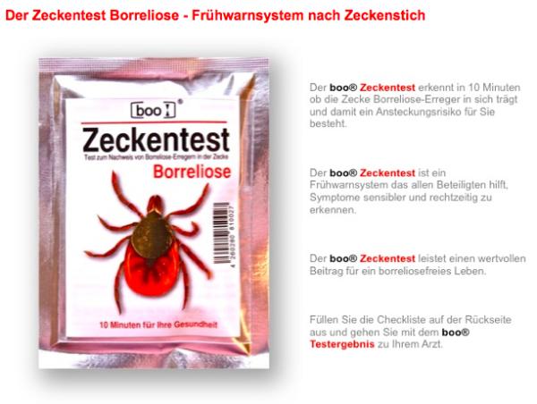 Zeckenschnelltest - Frühwarnsystem nach Zeckenbiss 