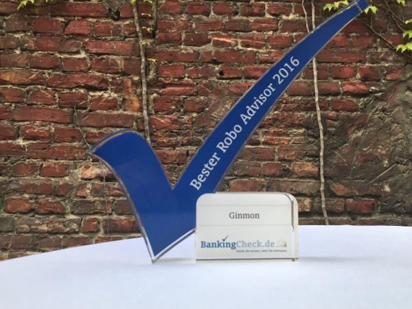 Bester Robo Advisor - Ginmon gewinnt beim Bankingcheck Award den 1. Platz