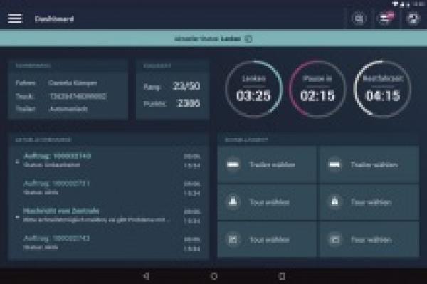 Informationen aus Truck und Trailer auf dem Tablet mit der cargofleet DriverApp