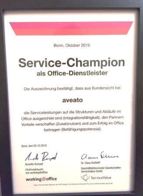 aveato Catering ist Service Champion im Office 2016