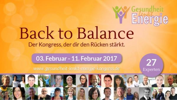Gesundheit-lenkt-Energie-Kongress "Back to Balance" Gratis und online vom 03.-11.02.2017 