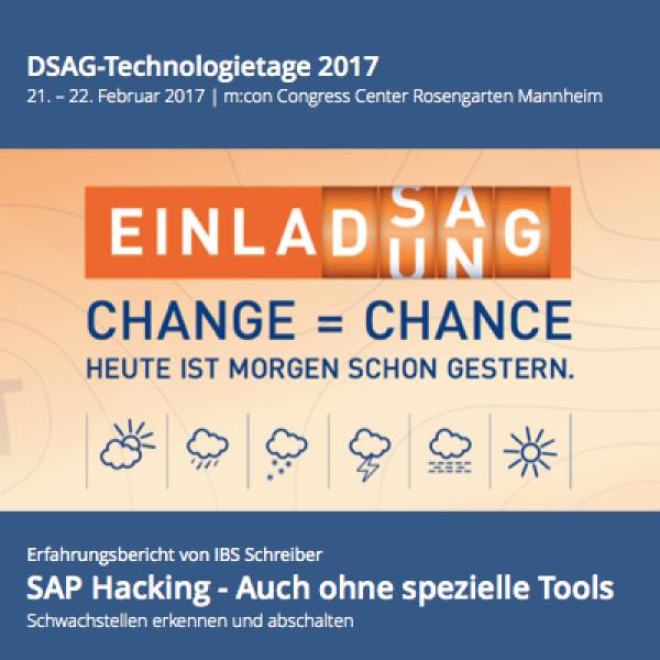 SAP Hacking: IBS Schreiber auf den DSAG-Technologietagen 2017