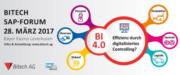 Bitech SAP-Forum 2017: BI 4.0 - Effizienz durch digitalisiertes Controlling?