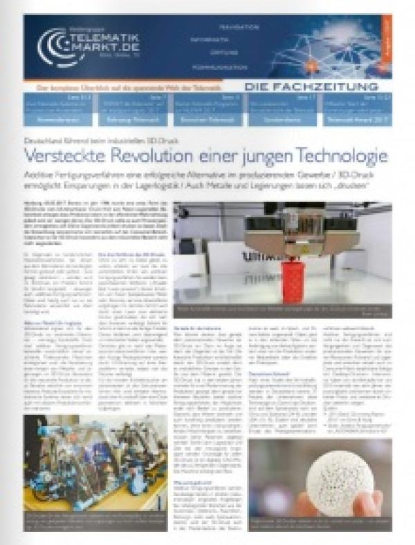 "Industrielle Revolution durch 3D-Druck" - die neue Fachzeitung Telematik-Markt.de ist erschienen