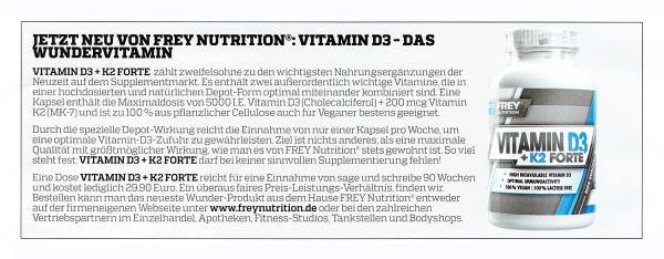 Men's Fitness berichtet: Vitamin D3 - Das Wundervitamin von FREY Nutrition