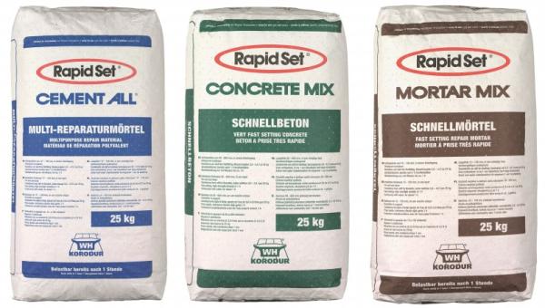 Einfache Verarbeitung, schnell belastbar, vielseitig einsetzbar: Rapid Set® Reparaturmörtel von Korodur