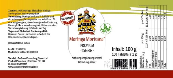 Neuheit: Moringa Morisana™ Premium Presslinge - die einzigartige Formel aus drei Power-Pflanzenextrakten.
