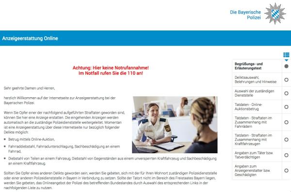 Online-Strafanzeige in Bayern mit cit intelliForm umgesetzt