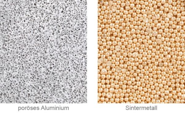 Poröses Aluminium im Vergleich zu Sintermetall