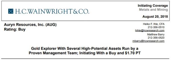 Auryn Resources erfährt hohe Bewertung in unabhängiger Research Studie