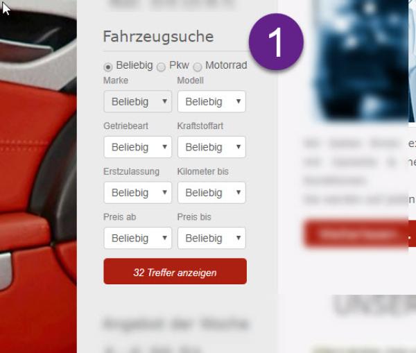 Homepage Autohandel: Neues cmsCAR-Modul "SucheBox Widget" für die Fahrzeugpräsentation