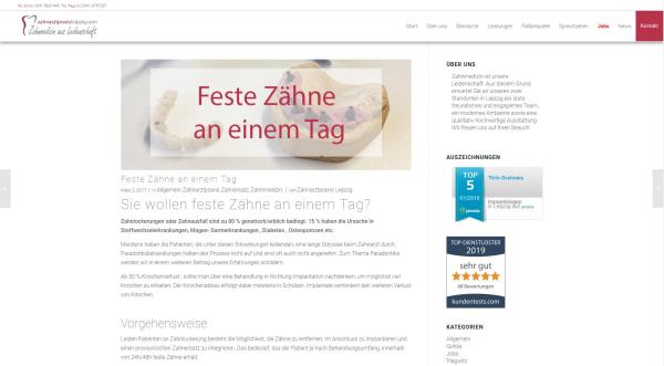 Feste Zähne innerhalb eines Tages